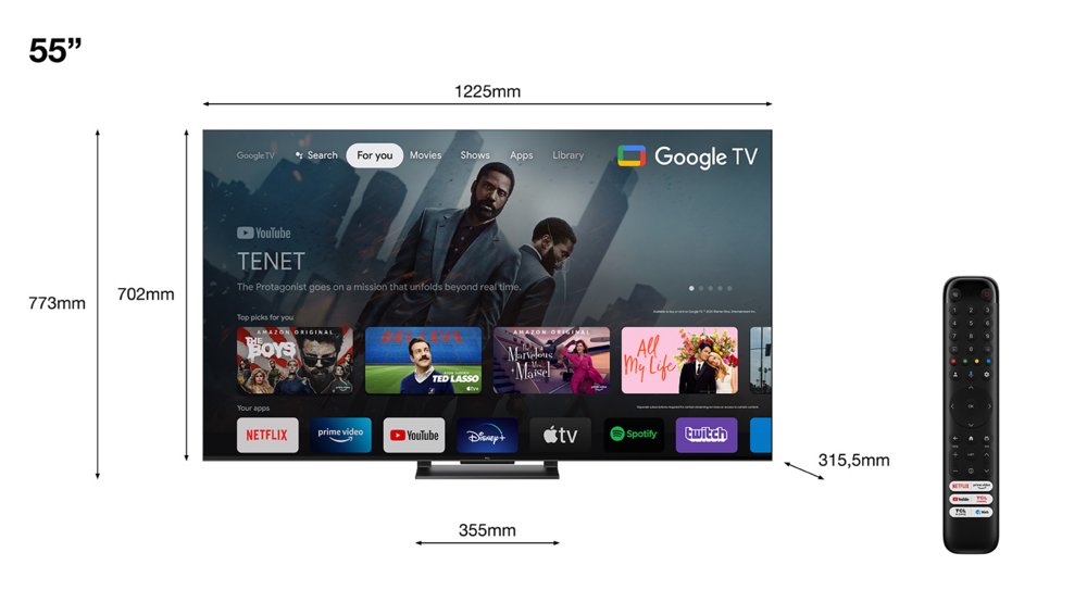 TCL 55C749 | 55'' Ultra HD 4K | QLED Smart TV | Wifi | Google TV | Local Dimming | Dolby Vision | 144Hz - Matmuis - Matmuis